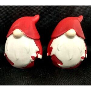 Christmas Santa Gnomes Red Elf Pixies Salt and Pepper Shakers Holiday Winter